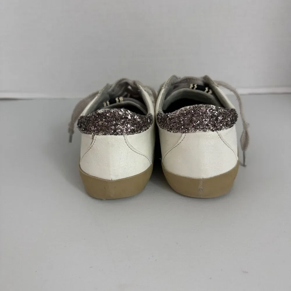 SHU SHOP Kids Paris Sneakers White Gray Pink Star Shoes Size 3